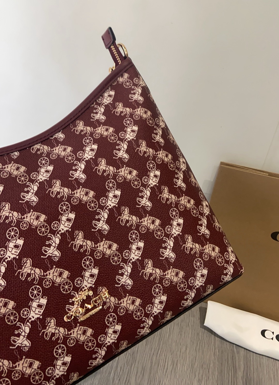 Coach Burgundy Classic Carriage Monogram Underarm Bag - Picture 5 of 9
